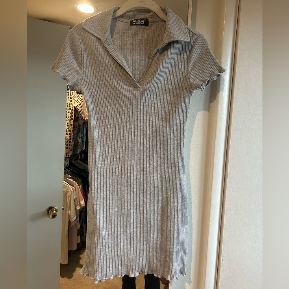 Gray ribbed mini dress